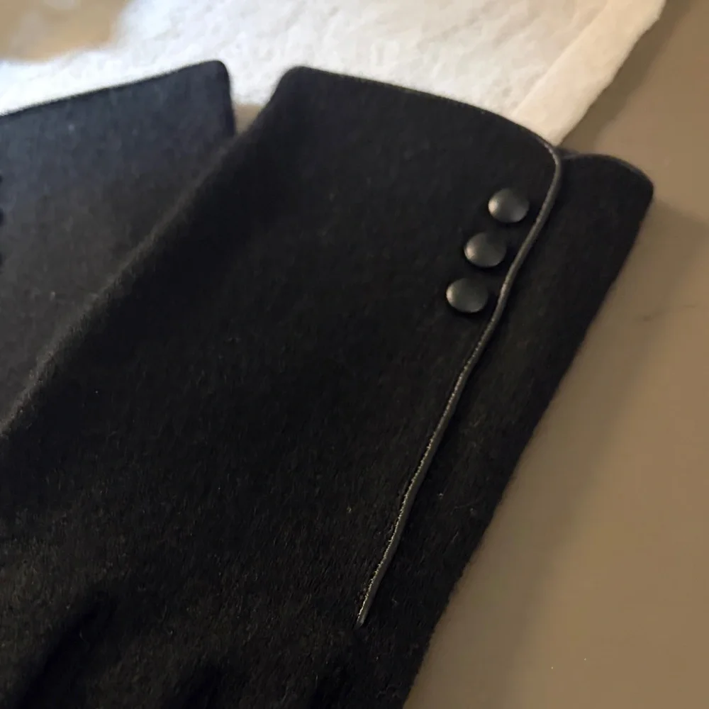 Sophisticated Black womens Gloves with Button Detail